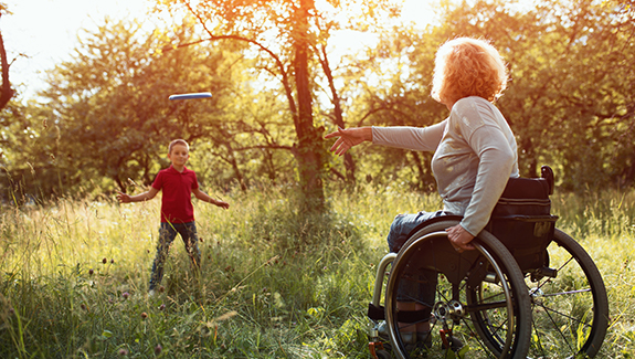Close up view on the wheels of a wheelchair